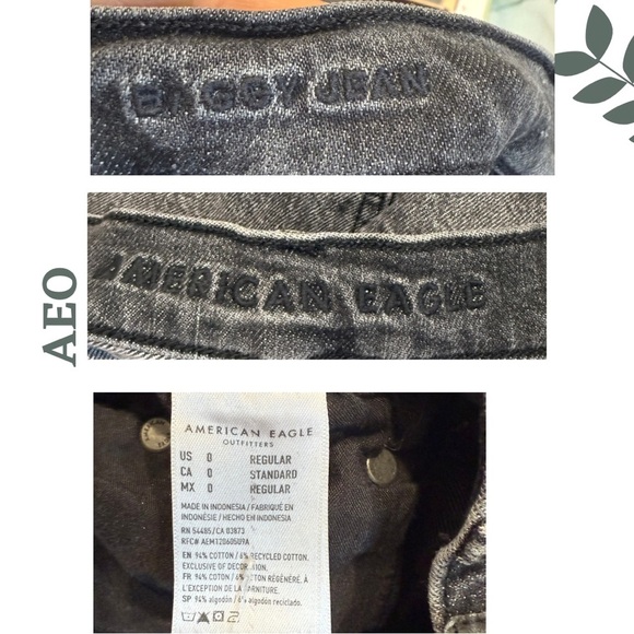 🛍️3/$40 American Eagle High Rise Baggy Jeans in Charcoal Grey – Size 0 - Picture 6 of 6